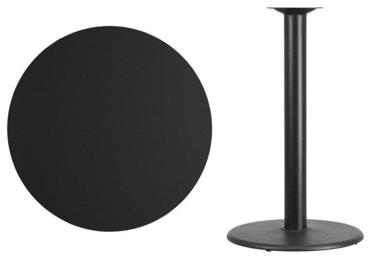 36'' Round Black Laminate Table Top with 24'' Round Bar Height Table Base