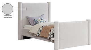 Elias Upholstered Bed, Cream, Twin, Boucle Fabric