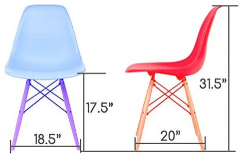 Molded Plastic Dining Side Chair with Beech Wood Eiffel Legs, White