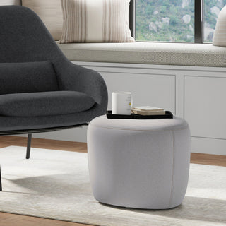 Moore Small Ottoman, Light Grey