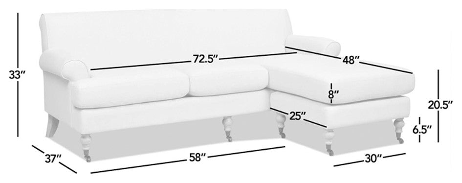 Alana Lawson 88" L-Shape Reversible Sectional Sofa, Light Beige Linen