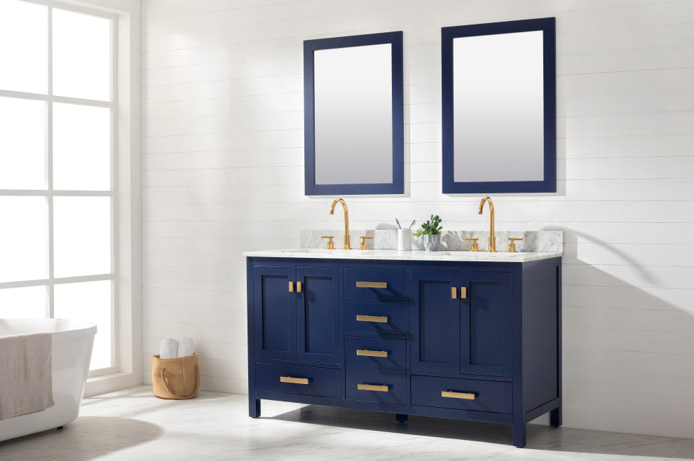 Valentino Modern 60" Blue Double Rectangular Sink Vanity