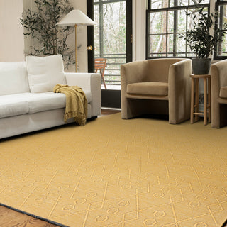 Aliana Transitional Geometric Gold Indoor Rectangle Area Rug 8x10