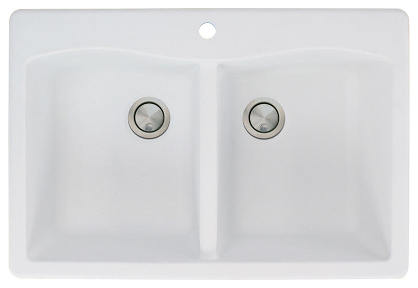 Transolid Aversa 33"x22" silQ Granite Drop-in Double Bowl Kitchen Sink, White