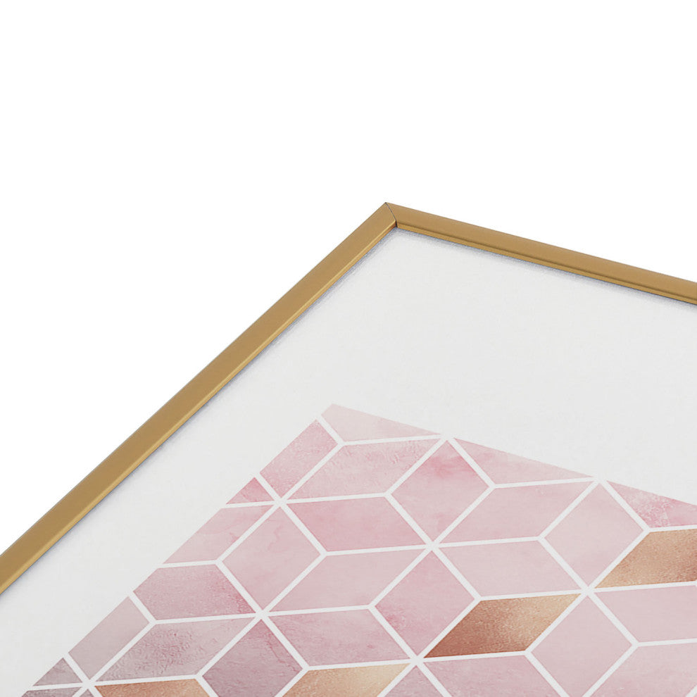 Elisabeth Fredriksson Pink Grey Gradient Cubes Metal Framed Art Print