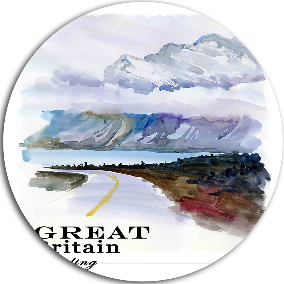 England Cold Landscape, Cityscape Painting Round Wall Art, 11"