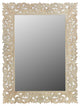 Delaney Carved Mirror, Distressed Off-White