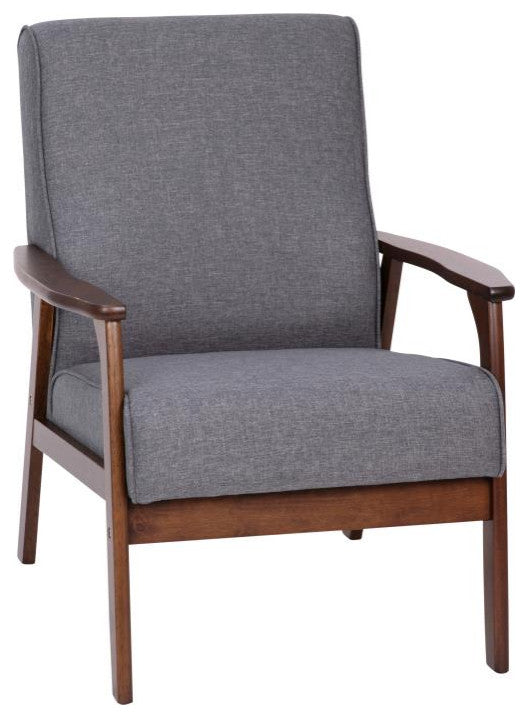 Langston Commercial Grade Upholstered Mid Century Modern Arm Chair, Dark Gray Fa