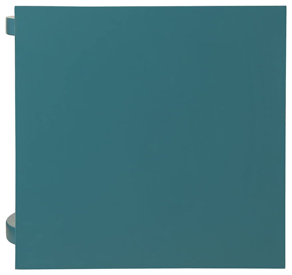 End Table with 2 Lower Shelves, Teal