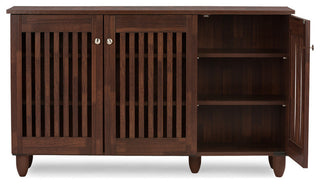 Fernanda Modern 3-Door Oak Brown Wooden Entryway Shoes Storage Wide Cabinet