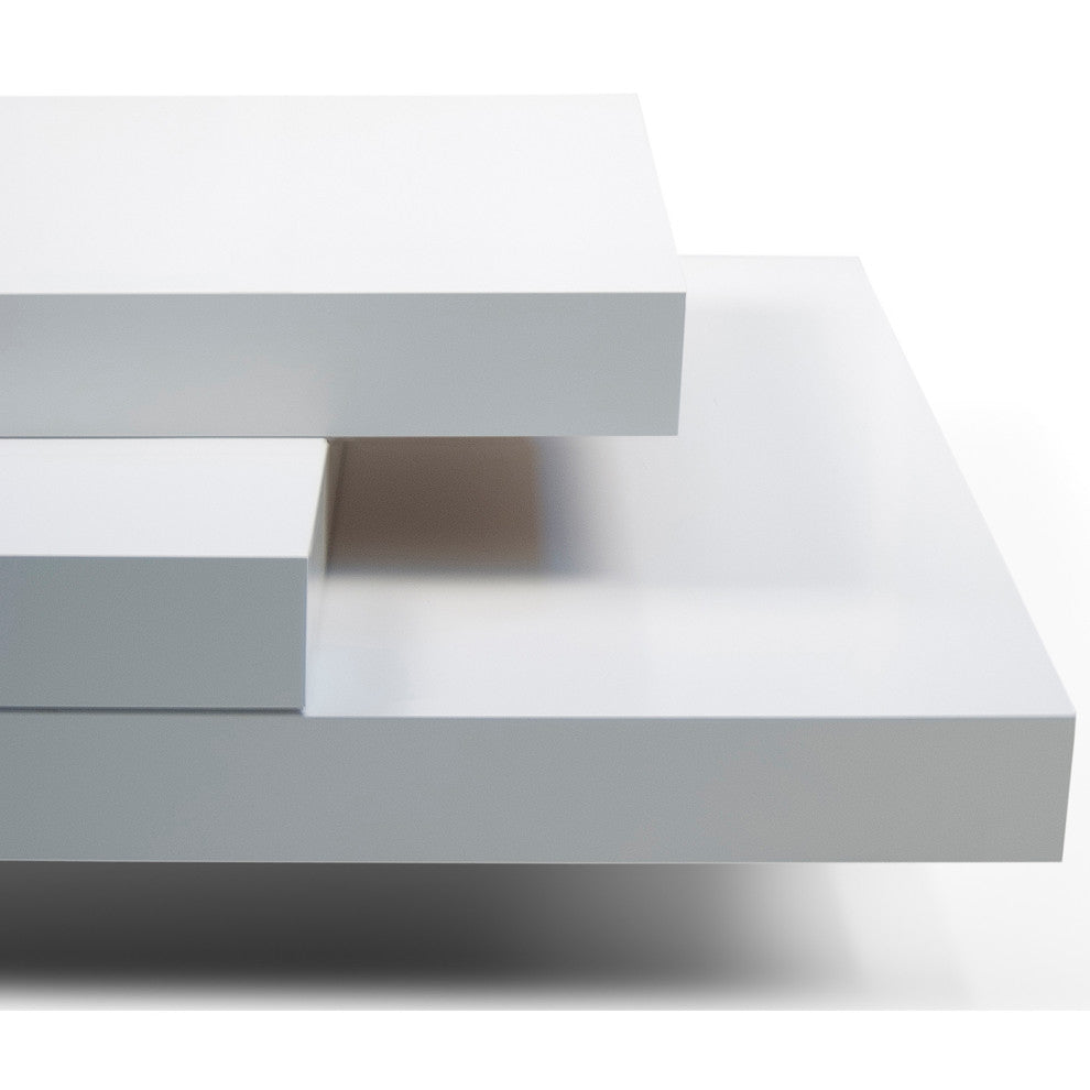 Isle Contemporary Multi Platform Square Coffee Table, White