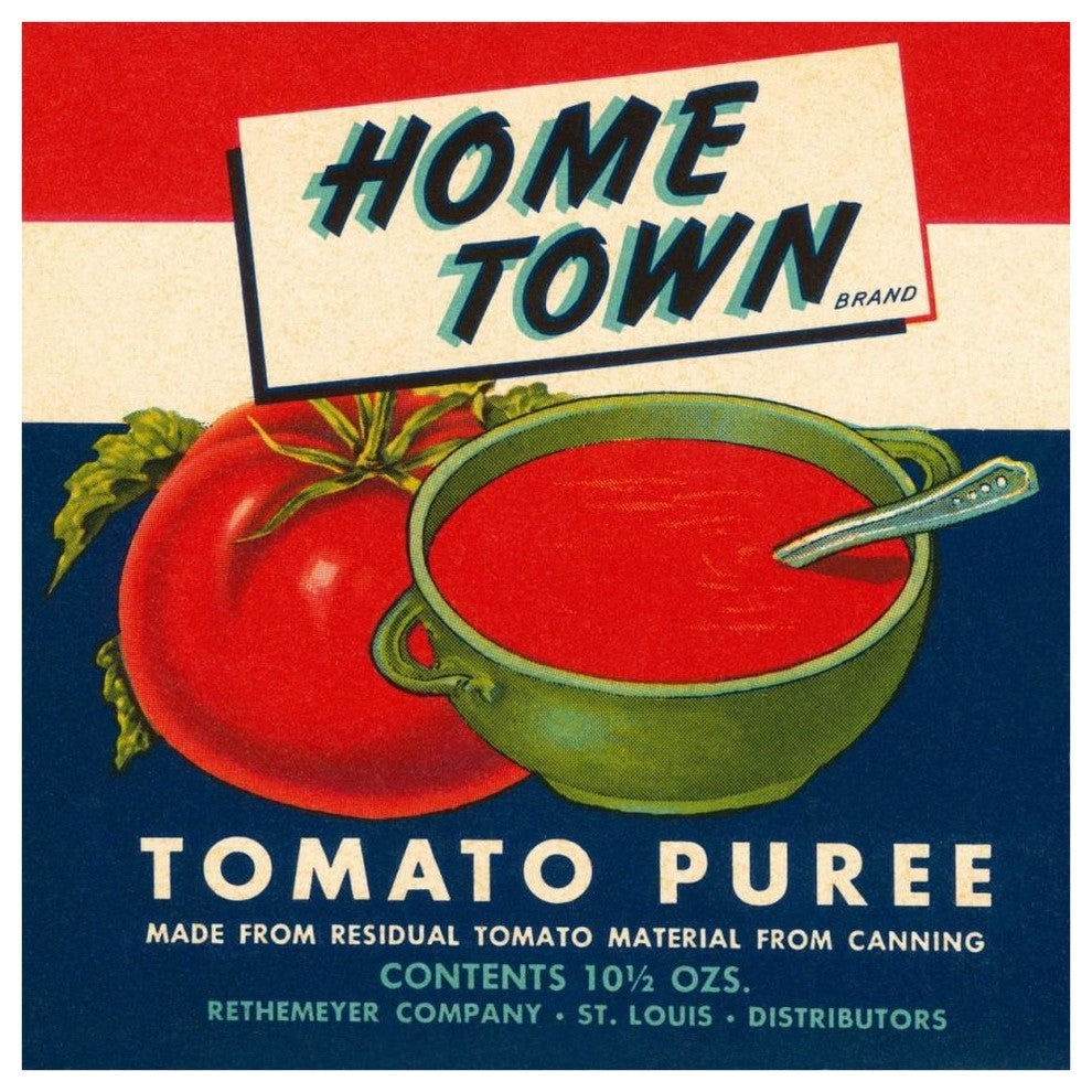"Home Town Brand Tomato Puree" Digital Paper Print by Retrolabel, 42"x42"