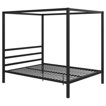 DHP Modern Metal Canopy Poster Bed in Queen in Black