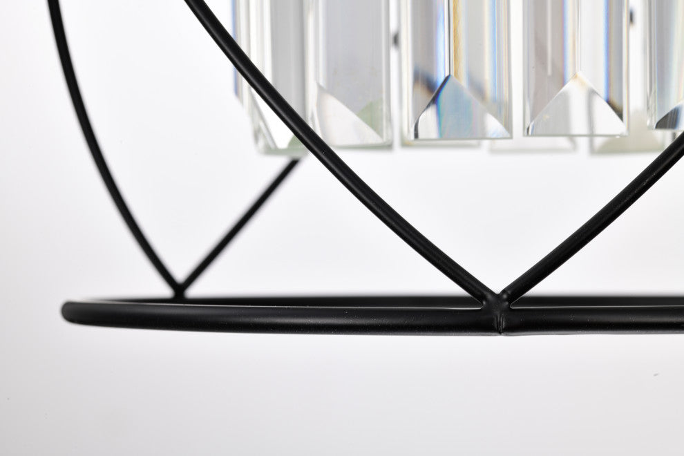 1-Light Black and Gold Cage Mini Pendant With Hanging Crystals