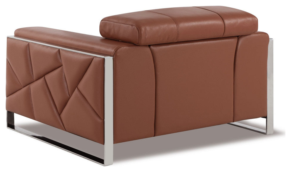 Trento Genuine Italian Leather Modern Chair Camel