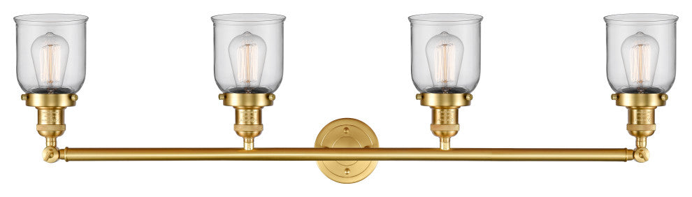 Small Bell 4 Light Bath Vanity Light, Satin Gold, Clear, Clear