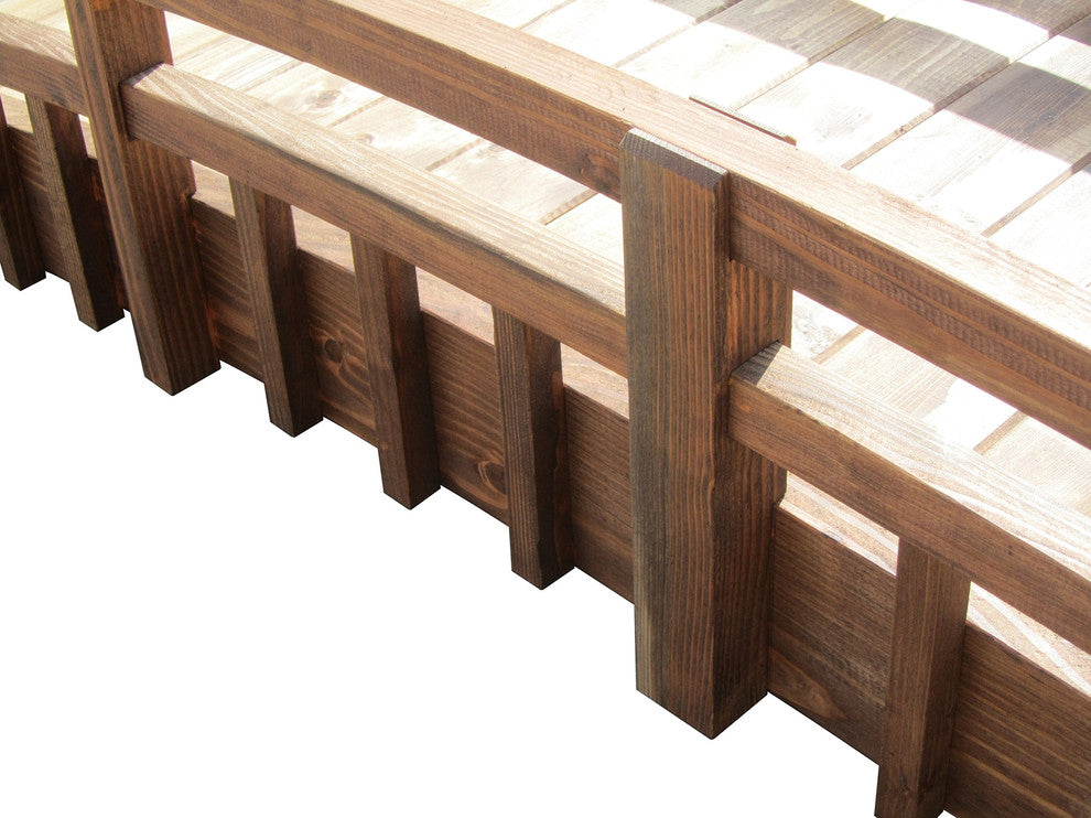 SamsGazebos Japanese Taiko Wood Garden Bridge With Finials 8 foot