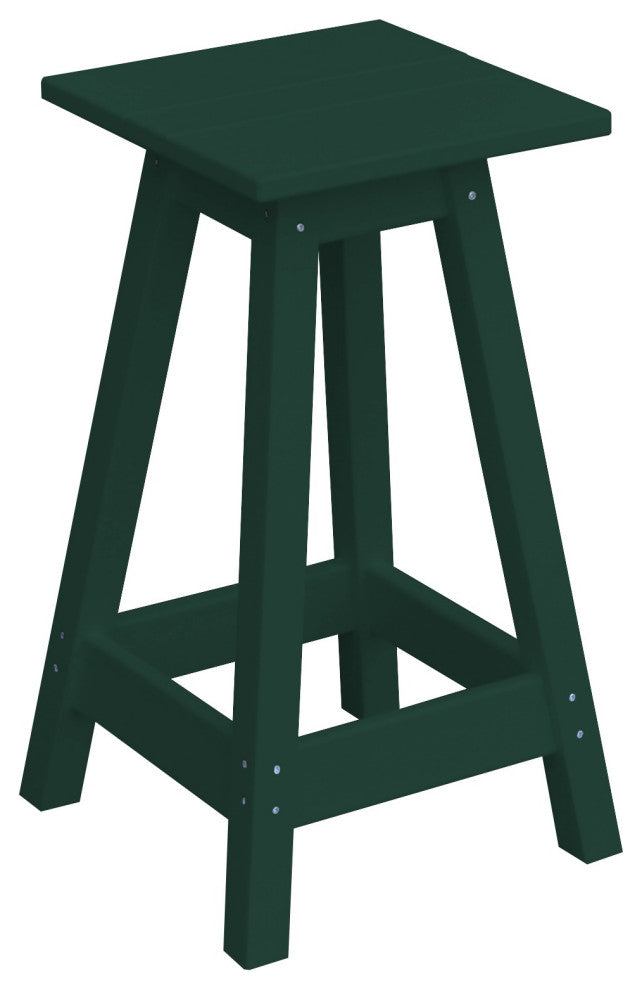 Poly Lumber Bar Stool, Turf Green, Counter Height, Square