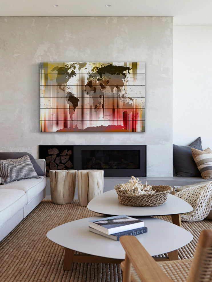 "Monde" UV Ink Print on White Wood60"x40", 60"x40"