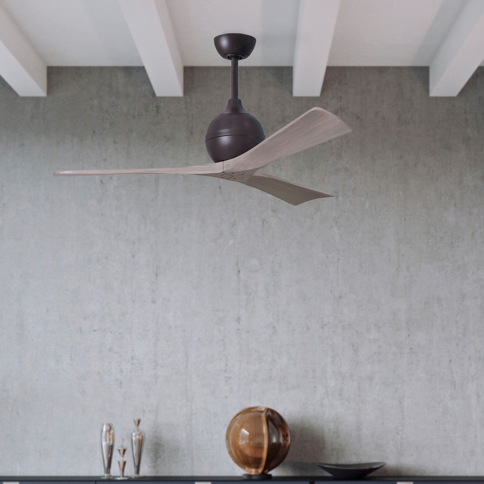 Irene-3 Paddle Fan, Textured Bronze, 60", Gray Ash Blades