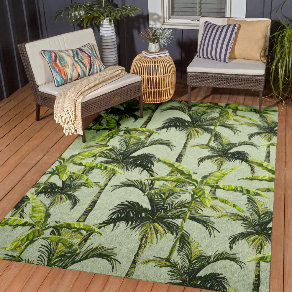 Indoor/Outdoor Tropics TC10 Aloe Machine Washable 10' x 14' Rug
