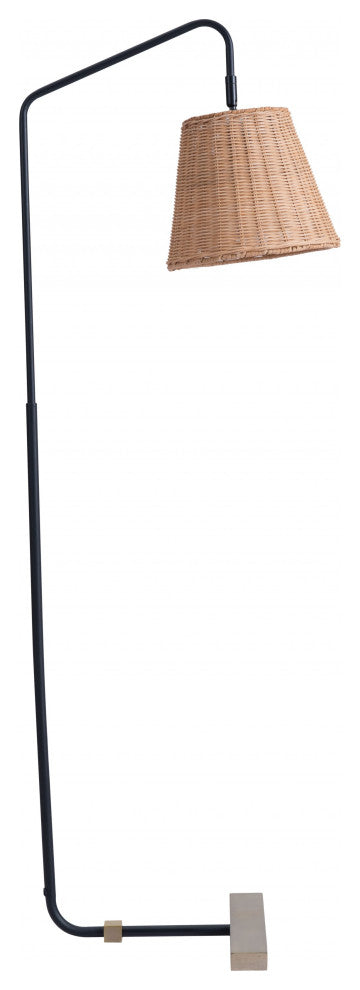 Natural Black and Woven Floor Lamp