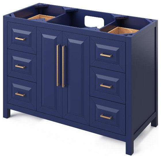 Cade Transitional 48" Hale Blue Bathroom Vanity, Boulder Cultured Marble Vanity