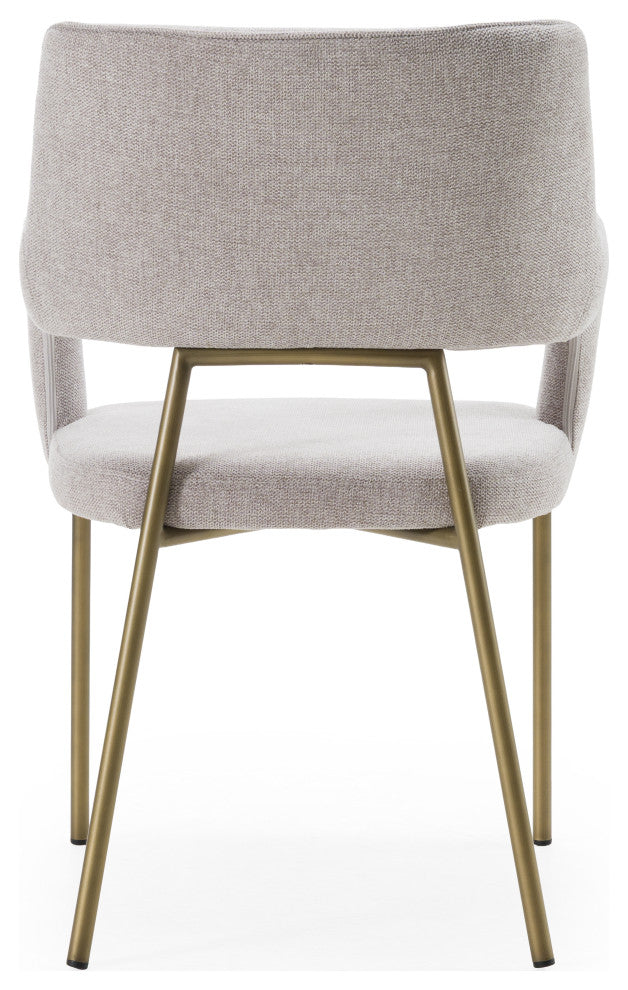 Modrest Childers Modern Grey Fabric + Antique Brass Dining Chair