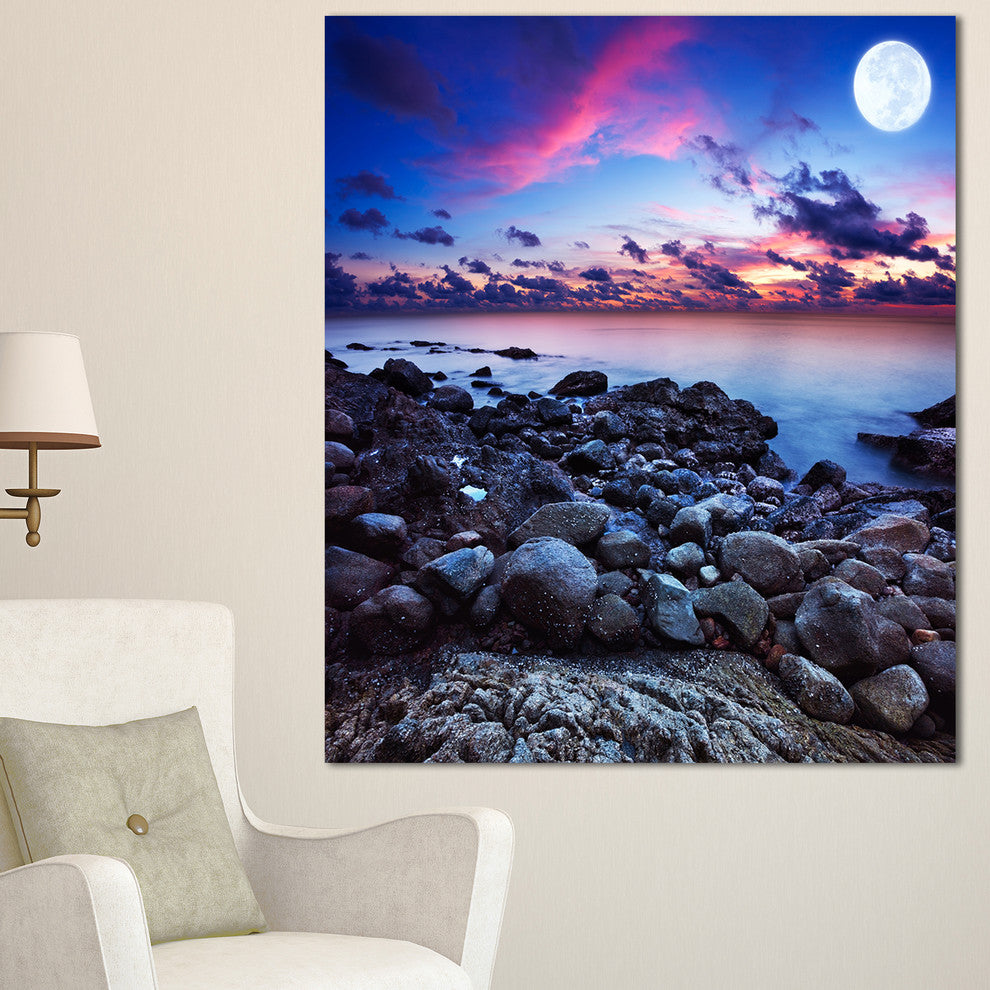 Full Moon Fantasy Seascape, Large Landscape Canvas Art, 30"x40"