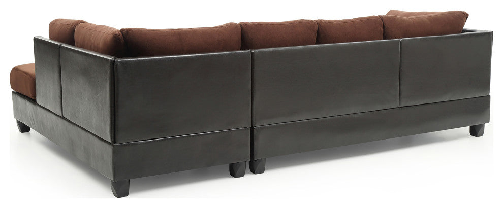 Pounder 111" W 2 Piece Velvet L Shape Sectional Sofa, Chocolate