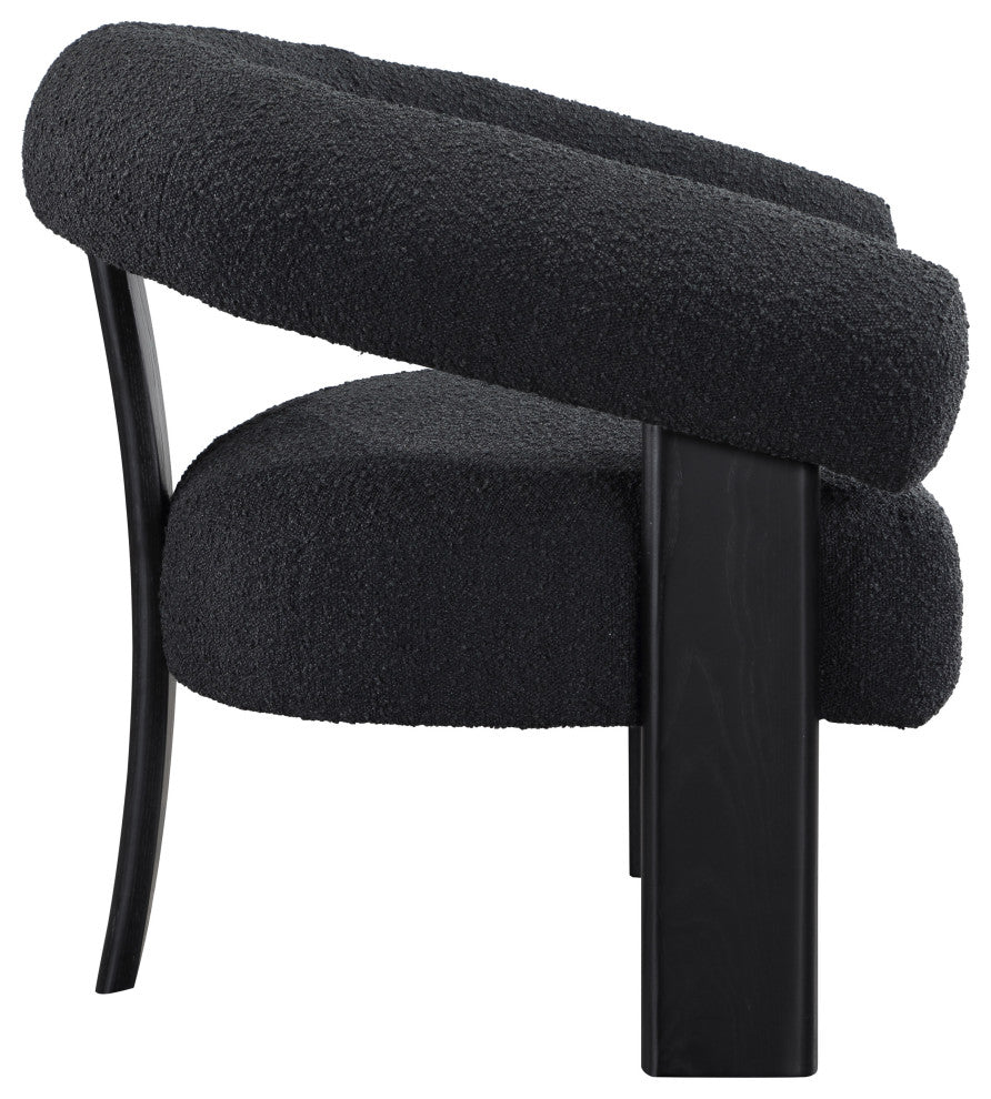 Winston Boucle Fabric Upholstered Accent Chair, Black, Black Finish