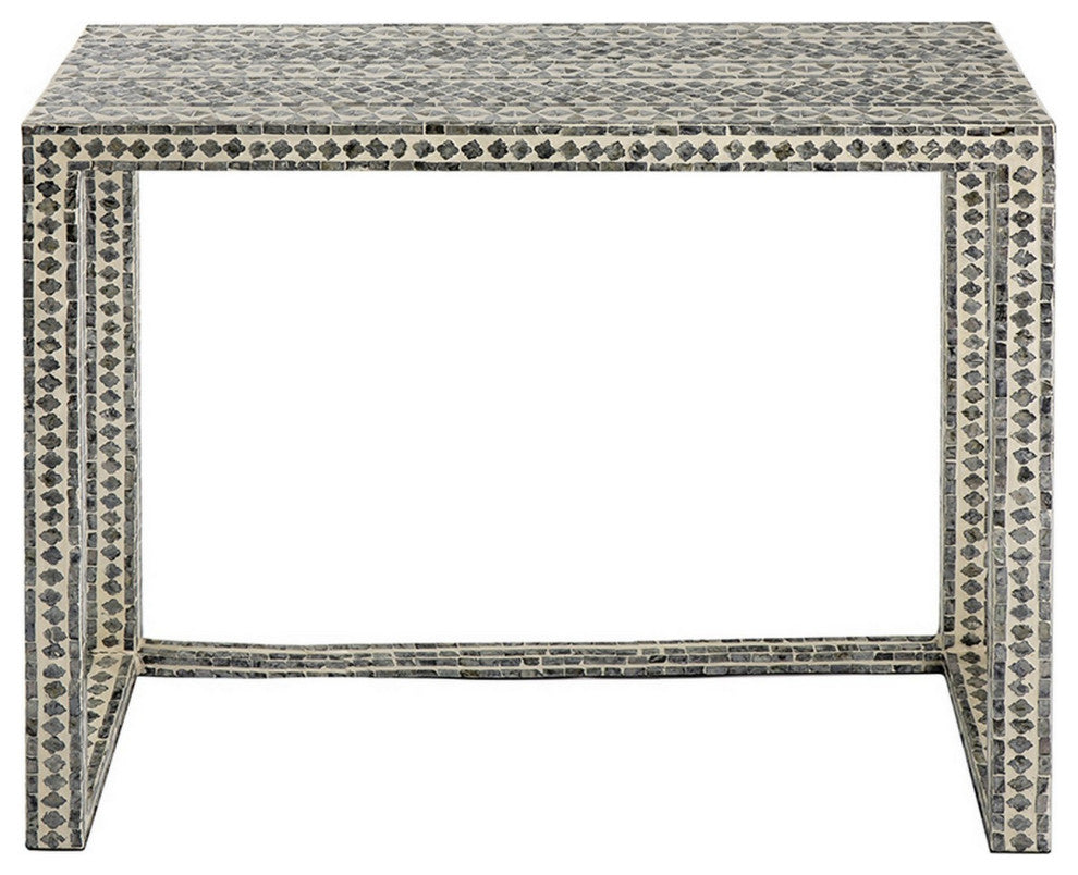Benzara BM285102 36" Console Table, Capiz Shell Inlay, Rectangular, Gray