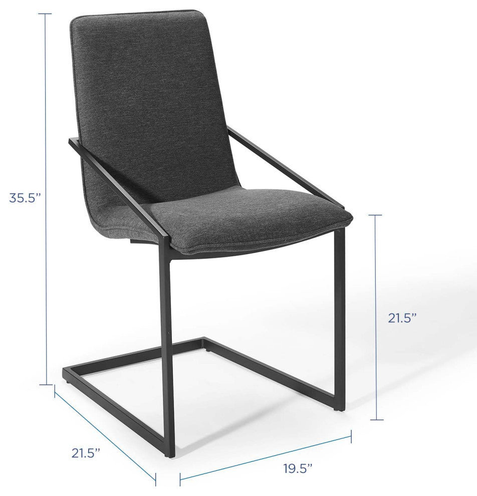 Side Dining Chair, Fabric, Metal, Black Gray, Modern, Bistro Restaurant