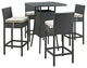 Modway Sojourn 5 Piece Outdoor Patio Sunbrella Pub Set, Antique Canvas Beige