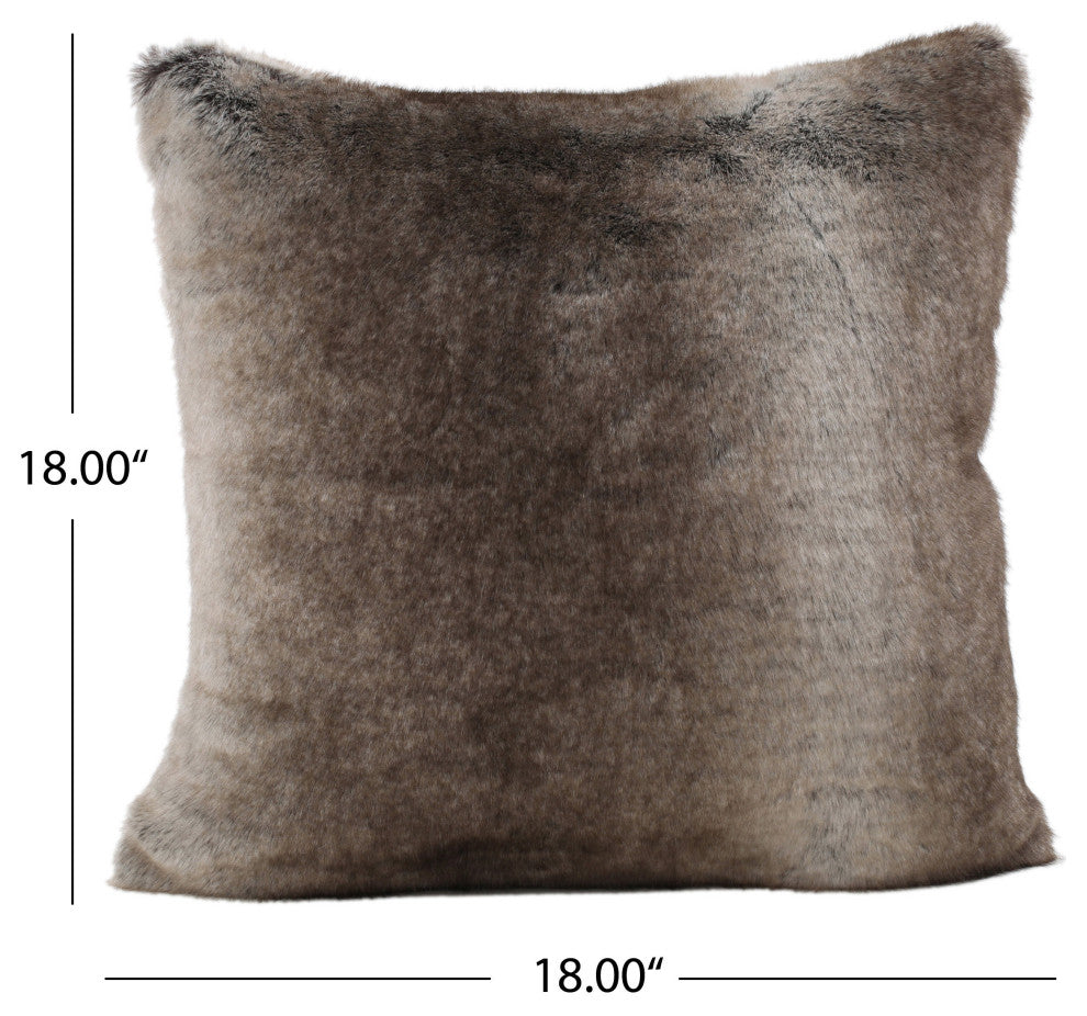 GDF Studio Elise Modern Glam Faux Fur Throw Pillow, Ash White, 2