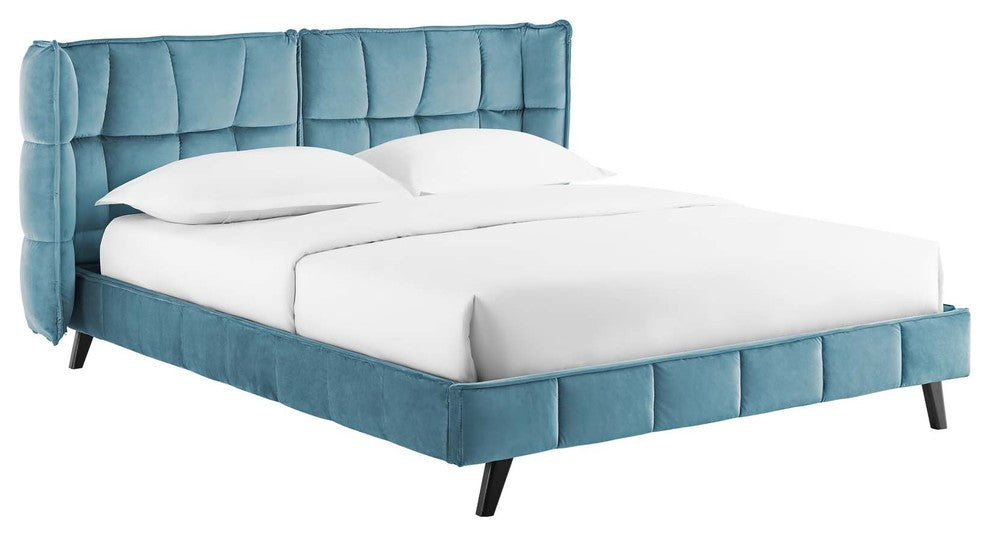 Sea Makenna Queen Performance Velvet Platform Bed
