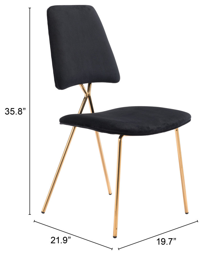 Chloe Dining Chair, Set of 2 Black & Gold