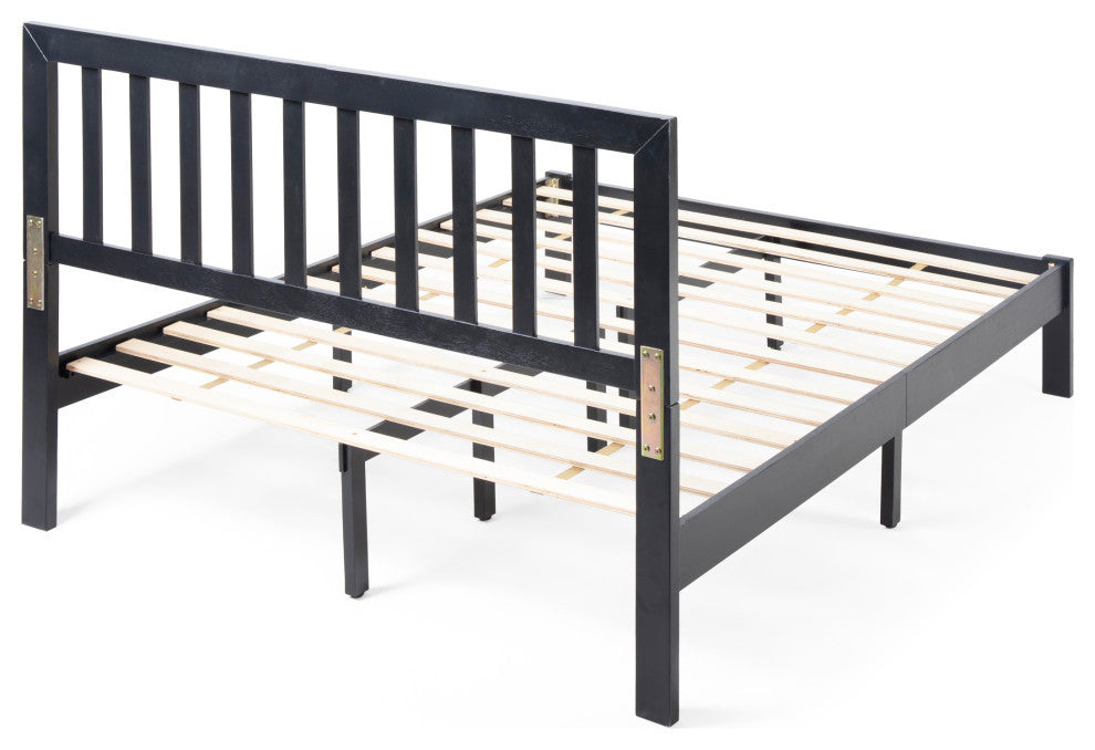 Braxton Modern Farmhouse Acacia Wood Queen Bed Platform, Black