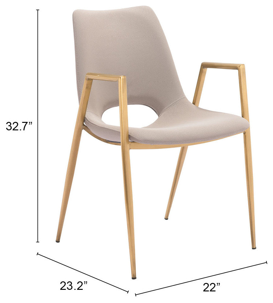 Desi Dining Chair, Set of 2 Beige/Gold