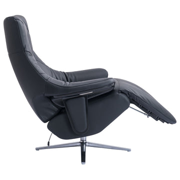 Darwin Modern Leather Cordless Powered Recliner with Diamond Back, Black/Silver