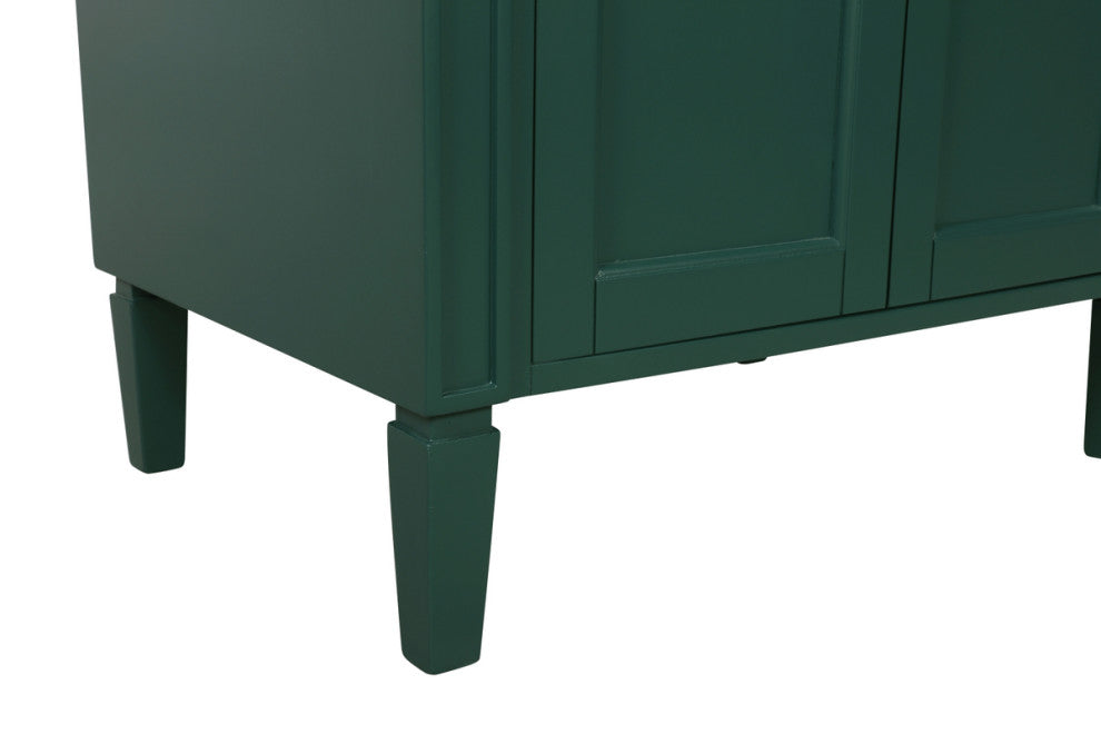 Home Living Vanity with Carrara White Marble Countertop, Green, 30", Single Sink