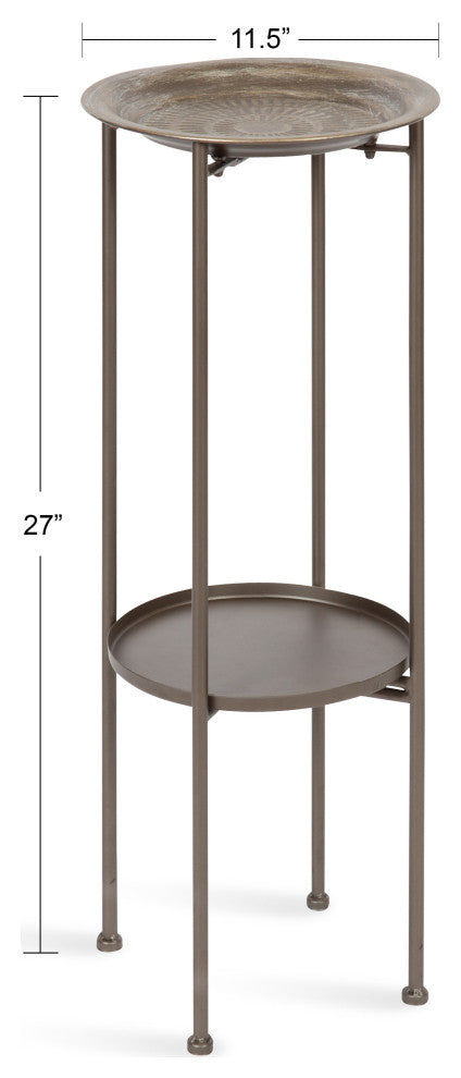 Mahdavi Plant Stand Table, Pewter, 12x12x27
