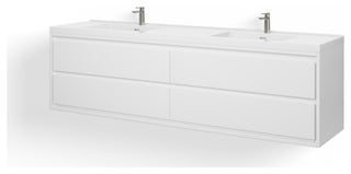The Daria Bathroom Vanity, Glossy White, 84", Double Sink, Wall Mount