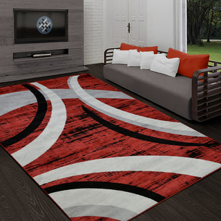 Modern Accent Rug, Scarlet Red, 6'11"x4'11"