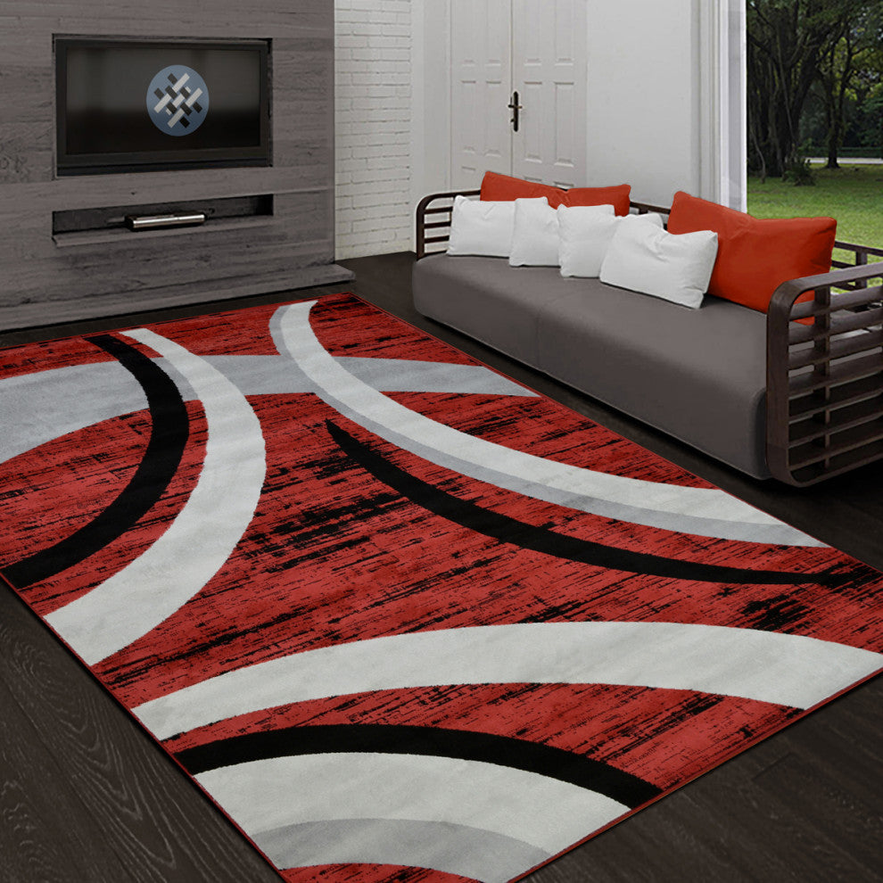 Modern Accent Rug, Scarlet Red, 6'11"x4'11"