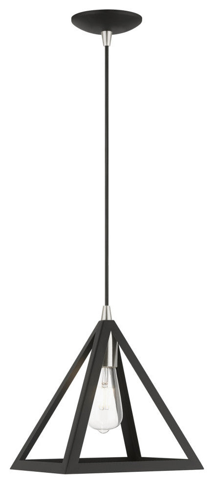 Pinnacle 1 Light Black With Brushed Nickel Accents Pendant