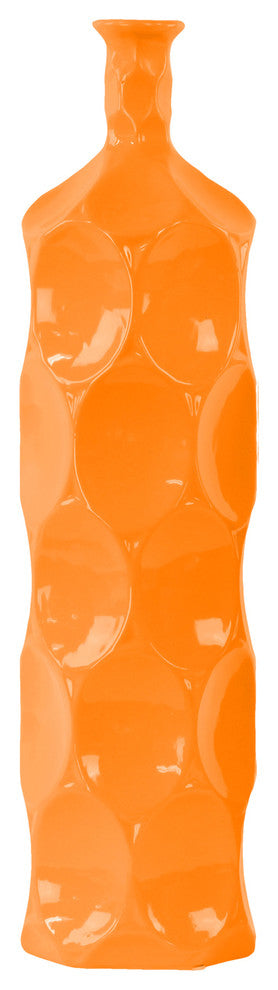 Ceramic Round Bottle Vase, Orange, Large