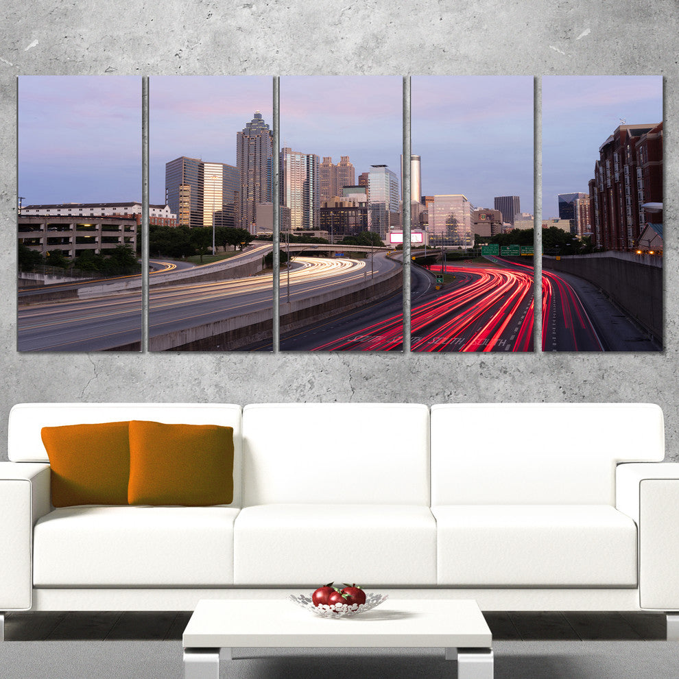 "Atlanta Georgia Rush Hour Traffic at Dusk" Wall Art, 60"x28", 5Panel