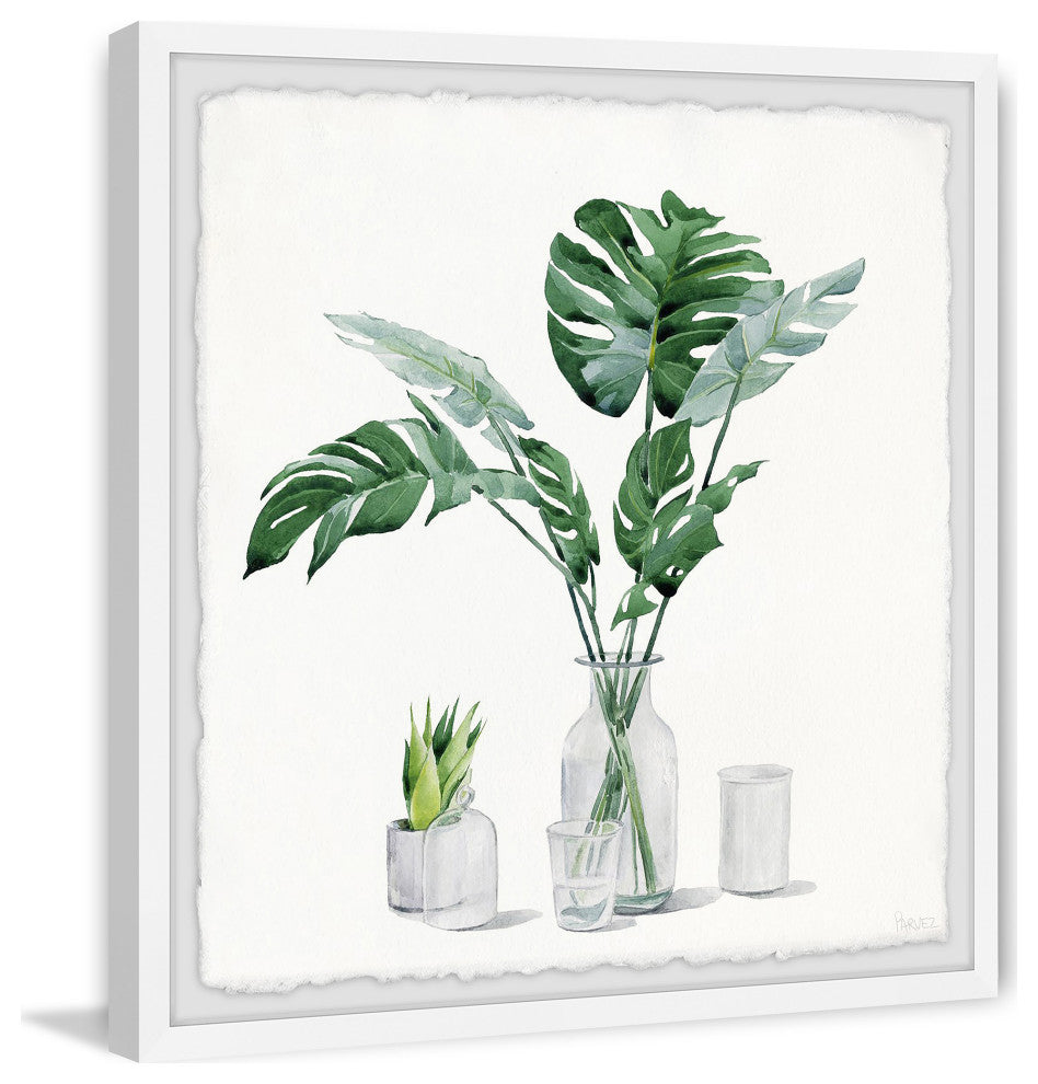 "Monstera Leaf, Glass" Framed Painting Print