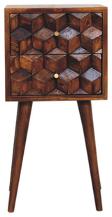 Mini Chestnut Cube 2 Drawer Nightstand